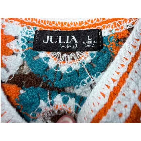 Julia by J Love Large Colorful Crochet Boho Crop Retro Y2K Knit Tank Top - Picture 3 of 3